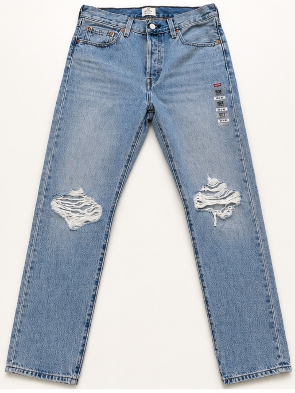 Levi’s 501 Original Fit Distressed Jeans W28 L30 Light Wash Button Fly NWT